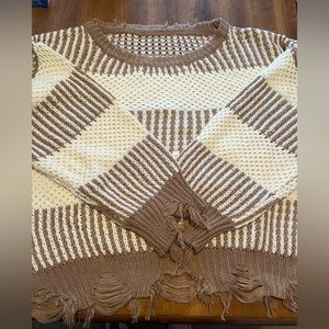 Shein curve distressed sweater